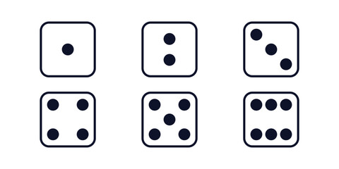 Dice vector icon set. Dice gambling roll illustration vector. DICE ludo icon