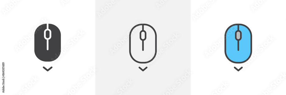 Wall mural scroll down computer mouse icon symbol collection on white background.