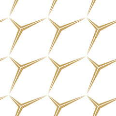 Abstract geometric pattern with stripes, lines. Seamless vector background. White and gold ornament. Modern reticulated graphic design.