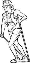 girl trekking walk action illustration
