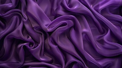 Fototapeta premium Purple fabric texture background with wavy folds of grungy silk satin and velvet for design