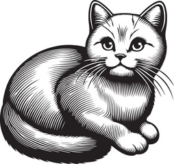 Sleek Silhouette: A Vector Cat, isolated, white background