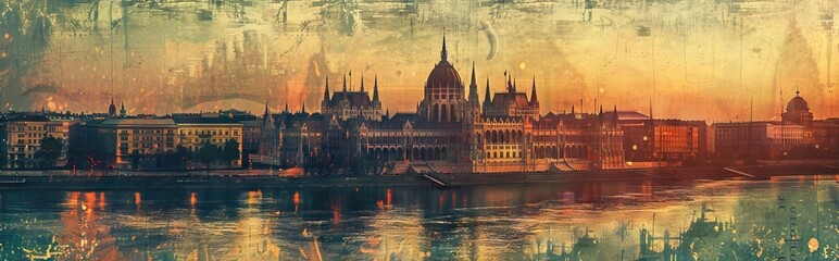 photo collage with an ancient city. Paper texture. AI generated illustration