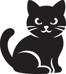 Sleek Silhouette: A Vector Cat, isolated, white background