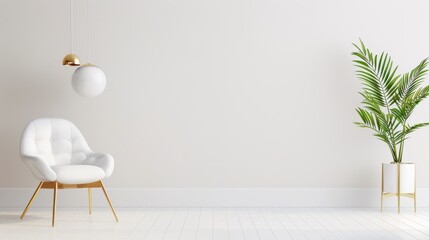 A chic apartment featuring a minimalist design with gold accents, creating a glamorous and contemporary living space. The image offers ample copy space for customization.