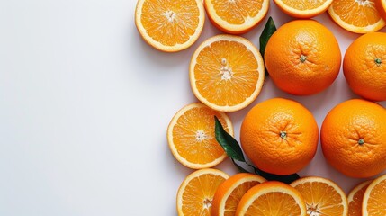 oranges fruit on white background with empty space