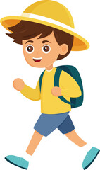 happy cute boy student go to school isolate illustration design