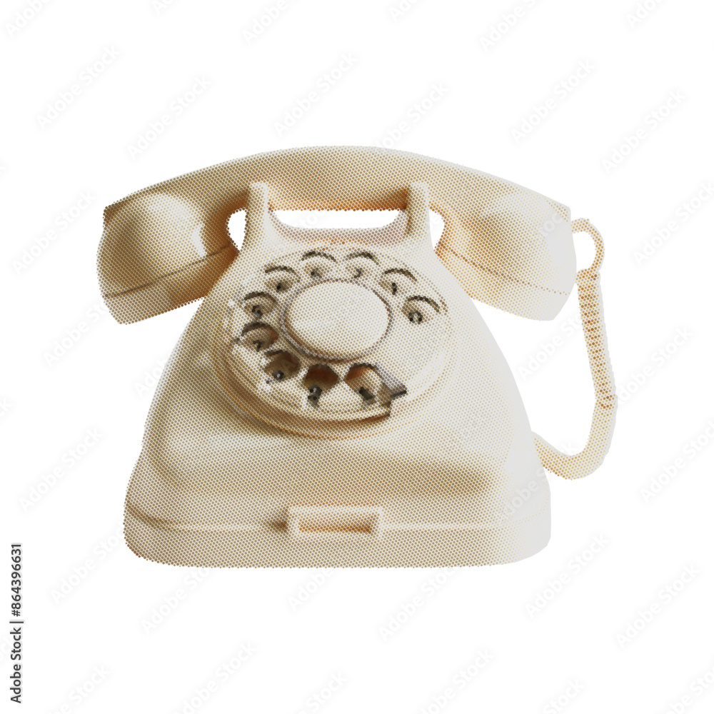 Poster old colored telephone. contemporary halftone collage cut out element in a retro surreal bitmap style