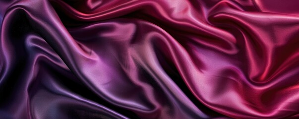 Obraz premium Luxurious flowing purple silk fabric background for design. Abstract, elegant, smooth, and shiny material texture.