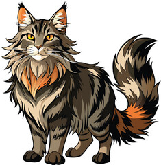 Maine coon full body template vector illustration design
