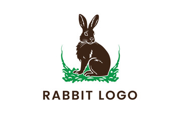 Fototapeta premium rabbit on grass Logo Vector Sublimation Design
