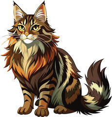 Maine coon full body template vector illustration design
