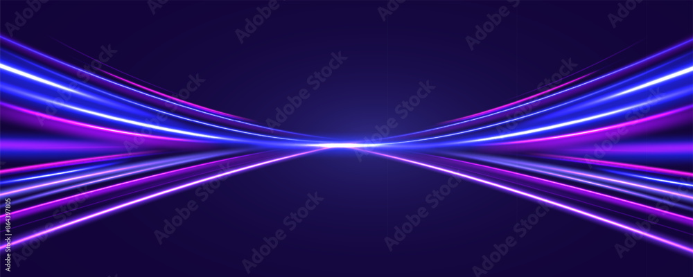 Aufkleber Neon color rays vector abstract background. Futuristic technological style. Abstract background with speed lines. Vector illustration. Futuristic. The light lines of the road are blue png