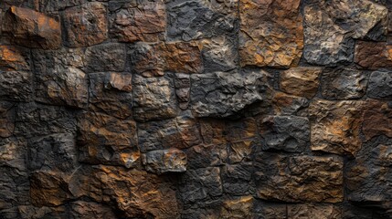 Fototapeta premium Dark and Rugged Stone Wall Texture Background