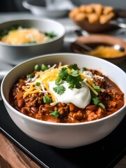 Traditional Mexican Chili Con Carne, featuring hearty minced meat and tender red beans simmered in a rich, flavorful sauce.