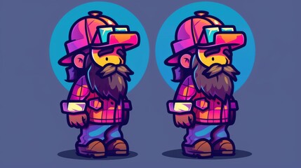 A couple of cartoon characters with hats and beards