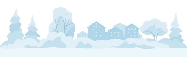  Winter landscape. Vector color illustration in flat style.