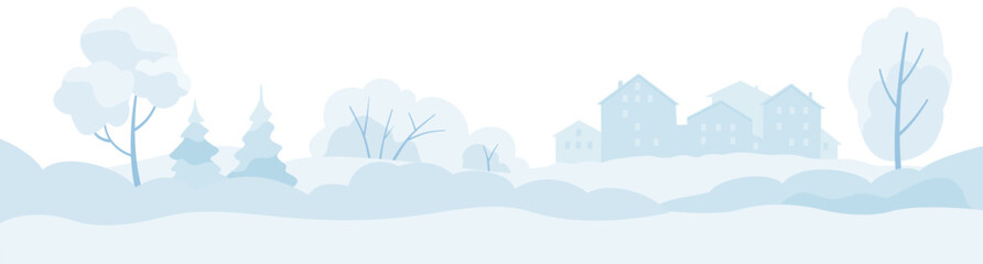  Winter landscape. Vector color illustration in flat style.