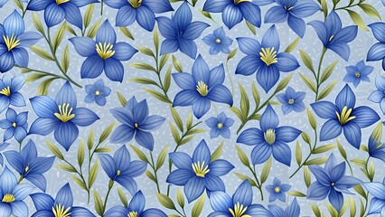 Fototapeta premium cute bluebell flower seamless background with high detailing