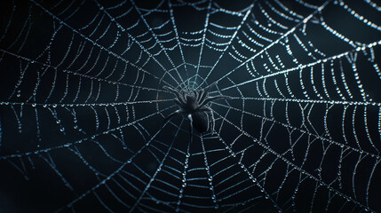 Obraz premium spider web with dew drops
