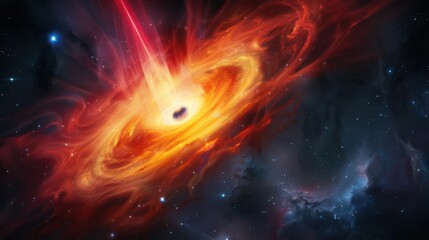 A bright quasar emitting intense energy and surrounded by stars.,majestic astronomical image of galaxy universe space beautiful like magic in dream