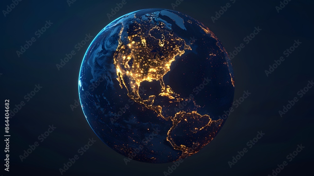 Poster the earth is covered with golden lines on a dark background digital art technology was used with a d