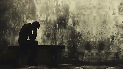 Depression sadness and loneliness concept art illustration