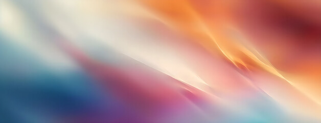 Blurred background with light blue, white, and orange gradient colors, featuring blurred shapes of sun rays. 