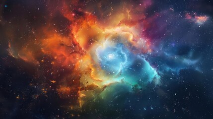 Obraz premium A colorful galaxy with an unusual, bright central core.,majestic astronomical image of galaxy universe space beautiful like magic in dream