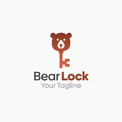 Bear lock Logo Vector Template Design. Good for Business, Start up, Agency, and Organization