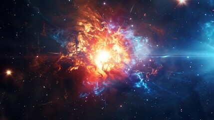 Fototapeta premium A bright, mysterious hypernova explosion with intense energy.,majestic astronomical image of galaxy universe space beautiful like magic in dream