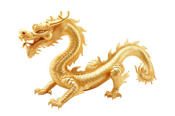 Fototapeta premium golden dragon statue isolated
