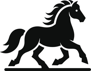 Running horse black silhouette. Vector illustration.