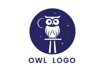 Night Moon Owl Logo Vector Sublimation Design