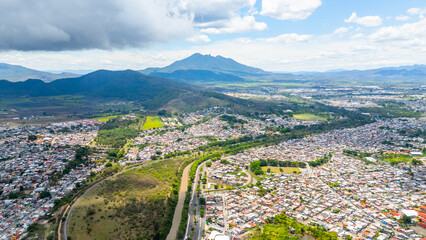 Aerial View of Sanganguey Volcano in the City of Tepic, Nayarit. Mexico