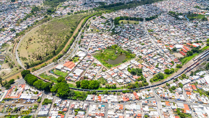 Cargo Train Crossing the Mololoa River in Tepic, Nayarit. Mexico