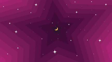 Creative Beautiful background dark stars with sparkles and moon in the middle. Vector illustration