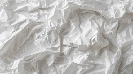 Crumpled white paper texture, close-up, chaotic pattern. Abstract background concept