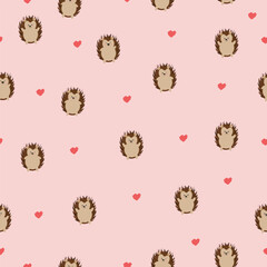 hedgehog seamless pattern in flat vector © B_1_3