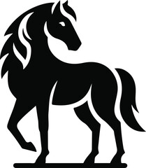 Running horse black silhouette. Vector illustration.