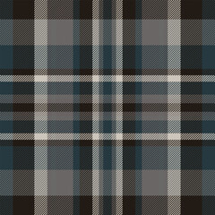 Printing seamless textile pattern, sexy tartan texture fabric. Menu plaid background vector check in black and dark colors.