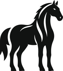 Running horse black silhouette. Vector illustration.
