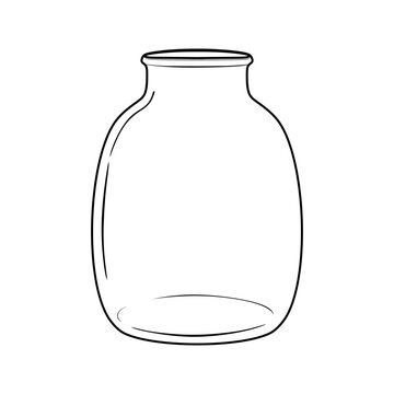 recommend clip art: Big jar vector sketch. Hand drawn open empty glass jar for conservation isolated on white background. Line art drawing. Template clear jar in doodle style. Vintage vector illustration