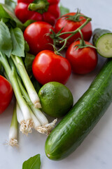 Vegtables close up on counter - Vertical shot