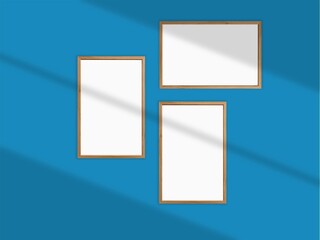 Fototapeta premium Rectangular horizontal frame hanging on a wall mockup