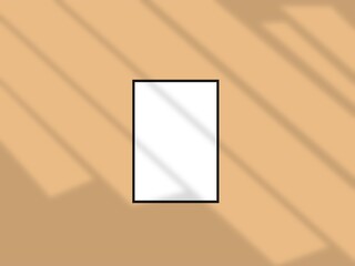 Rectangular horizontal frame hanging on a wall mockup