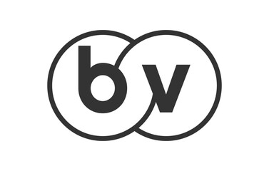 Obraz premium BV business company emblem with outline rounds and letters b v. Logo template of two merged circles for brand identity, logotype. Vector Infinity symbol