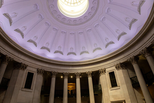 Architectural dome of the rotunda in the Federal Hall National Memorial, on June 18, 2024 in Lower Manhattan in New York City, New York. 