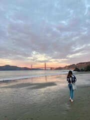 San Francisco Beach Sunset Bay Bridge