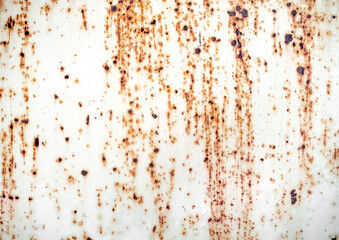 Rust spread on white metals plate texture.Corrosive grunge rusted on old iron.The pattern of...